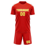 Custom Orange Red Light Yellow Soccer Set