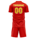 Custom Orange Red Gold Soccer Set