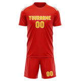 Custom Orange Red Gold Soccer Set