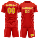 Custom Orange Red Gold Soccer Set