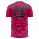 Custom Pink Dark Grey Soccer Jersey
