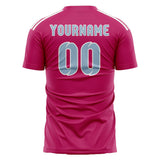 Custom Pink Light Blue Soccer Jersey