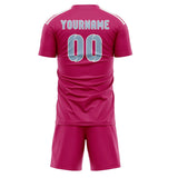 Custom Pink Light Blue Soccer Set