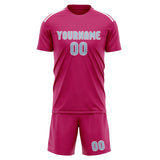 Custom Pink Light Blue Soccer Set