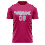 Custom Pink Light Blue Soccer Jersey