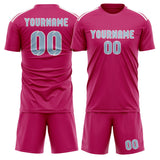 Custom Pink Light Blue Soccer Set