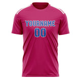 Custom Pink Sky Blue Soccer Jersey