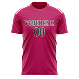 Custom Pink Dark Grey Soccer Jersey