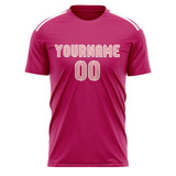 Custom Pink Light Pink Soccer Jersey
