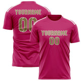 Custom Pink Light Khaki Soccer Jersey