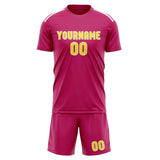 Custom Pink Light Yellow Soccer Set