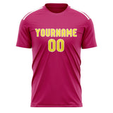 Custom Pink Light Yellow Soccer Jersey