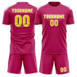 Custom Pink Light Yellow Soccer Set