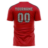 Custom Red Gray Soccer Jersey