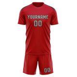Custom Red Gray Soccer Set