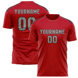 Custom Red Gray Soccer Jersey