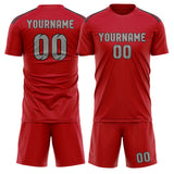 Custom Red Gray Soccer Set