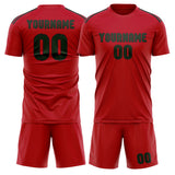 Custom Red Dark Green Soccer Set