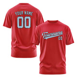 Custom Red Light Blue T-Shirt