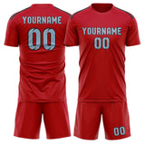 Custom Red Light Blue Soccer Set