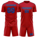 Custom Red Sky Blue Soccer Set