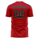 Custom Red Dark Grey Soccer Jersey