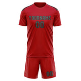 Custom Red Dark Grey Soccer Set