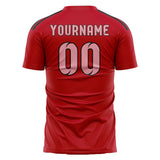 Custom Red Light Pink Soccer Jersey