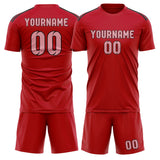 Custom Red Light Pink Soccer Set