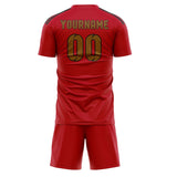 Custom Red Khaki Soccer Set