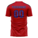 Custom Red Light Purple Soccer Jersey