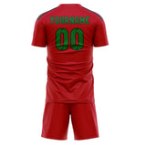 Custom Red Emerald Green Soccer Set