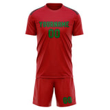 Custom Red Emerald Green Soccer Set