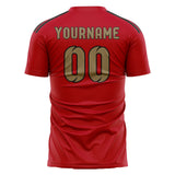 Custom Red Light Khaki Soccer Jersey