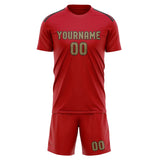 Custom Red Light Khaki Soccer Set
