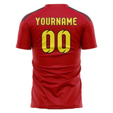 Custom Red Light Yellow Soccer Jersey