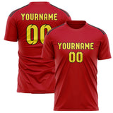 Custom Red Light Yellow Soccer Jersey