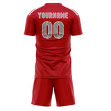 Custom Red Gray Soccer Set