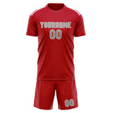 Custom Red Gray Soccer Set