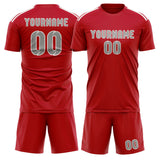 Custom Red Gray Soccer Set