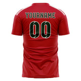 Custom Red Dark Green Soccer Jersey