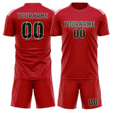 Custom Red Dark Green Soccer Set
