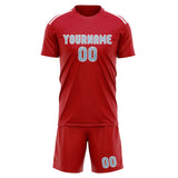 Custom Red Light Blue Soccer Set