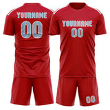 Custom Red Light Blue Soccer Set
