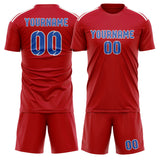 Custom Red Sky Blue Soccer Set