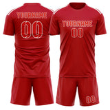 Custom Red Orange Red Soccer Set