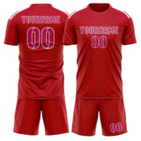 Custom Red Pink Soccer Set