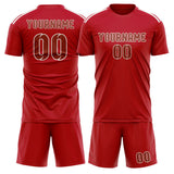 Custom Red Coral Red Soccer Set