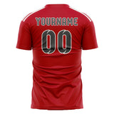 Custom Red Dark Grey Soccer Jersey