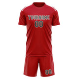 Custom Red Dark Grey Soccer Set